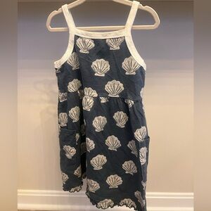 Little Co. Girls 5T Organic Cotton Navy Blue White Seashell Print Dress